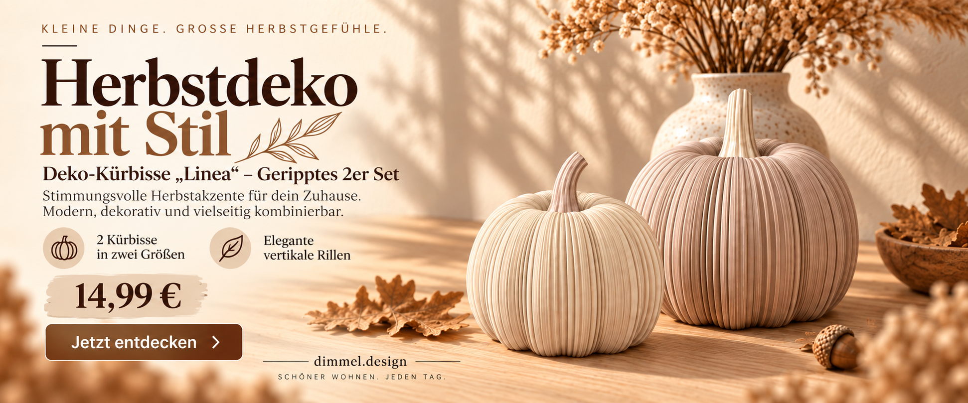 Deko-Kürbisse Linea – Geripptes 2er Set - by DIMMEL.design